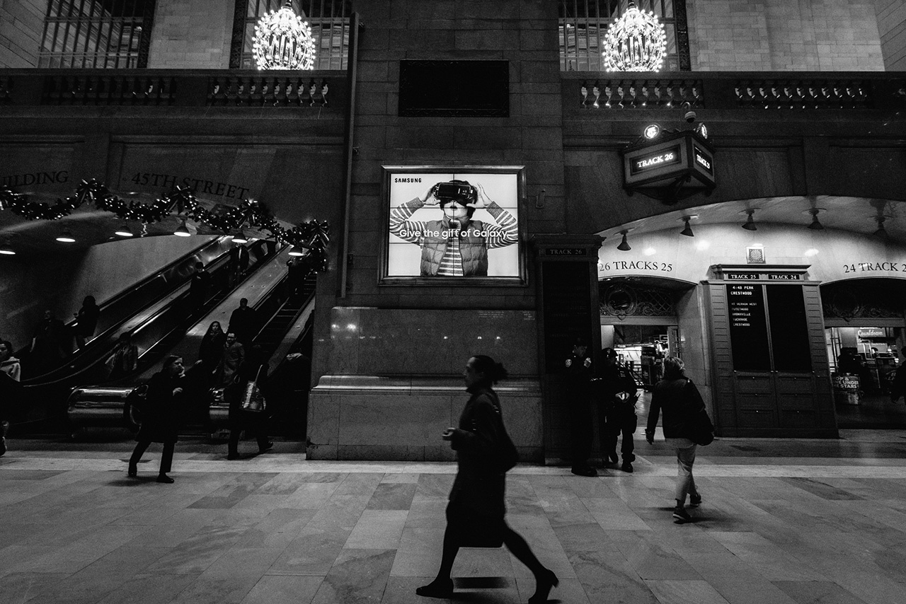 Samsung Gift of Galaxy campaign displayed at New York Grand Central Station