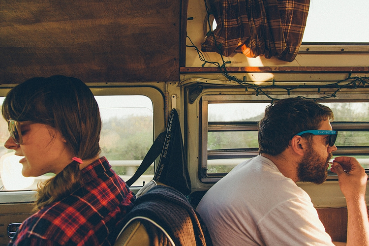 Emily and Andrew on the Austin to Boston tour