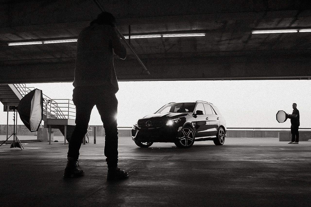 Ty Johnson shooting in Los Angeles for Mercedes-Benz