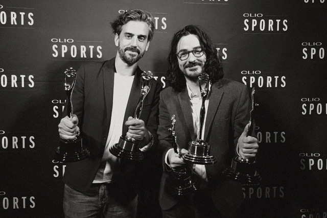 Ty Johnson & Xavier Gallego accepting recognition at the Clio Awards